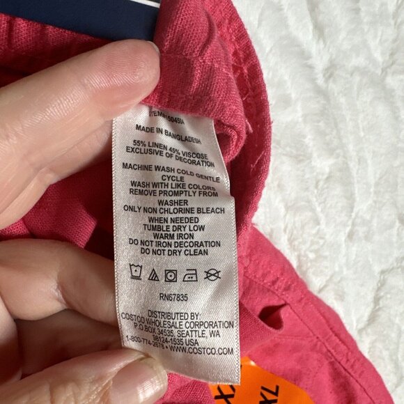 Nautica Linen Viscose Pull On Casual Shorts Pink Drawstring Pockets ~ Size XXL - Picture 6 of 12